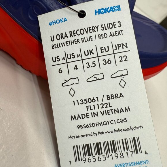 Hoka One One Ora Recovery Slide 3 - Bellwether Blue & Red Alert - US Women’s Siz - Picture 5 of 7